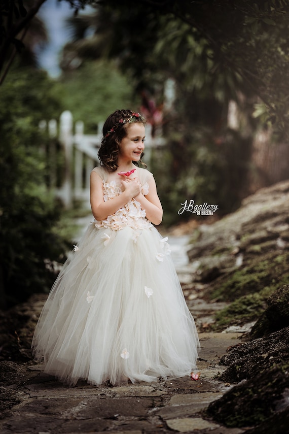 champagne tutu dress Flower girl dress Champagne dress Champagne tutu dress, Flower top, hydrangea top, toddler tutu dress Cascading flowers