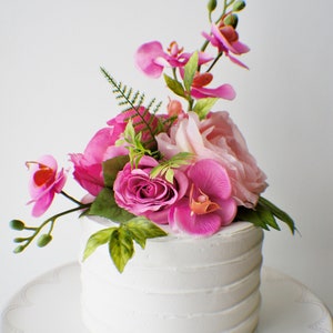 Flower Cake Topper, Wedding Flowers, Floral Cake Topper, Silk flower Cake topper, Wedding decor image 4
