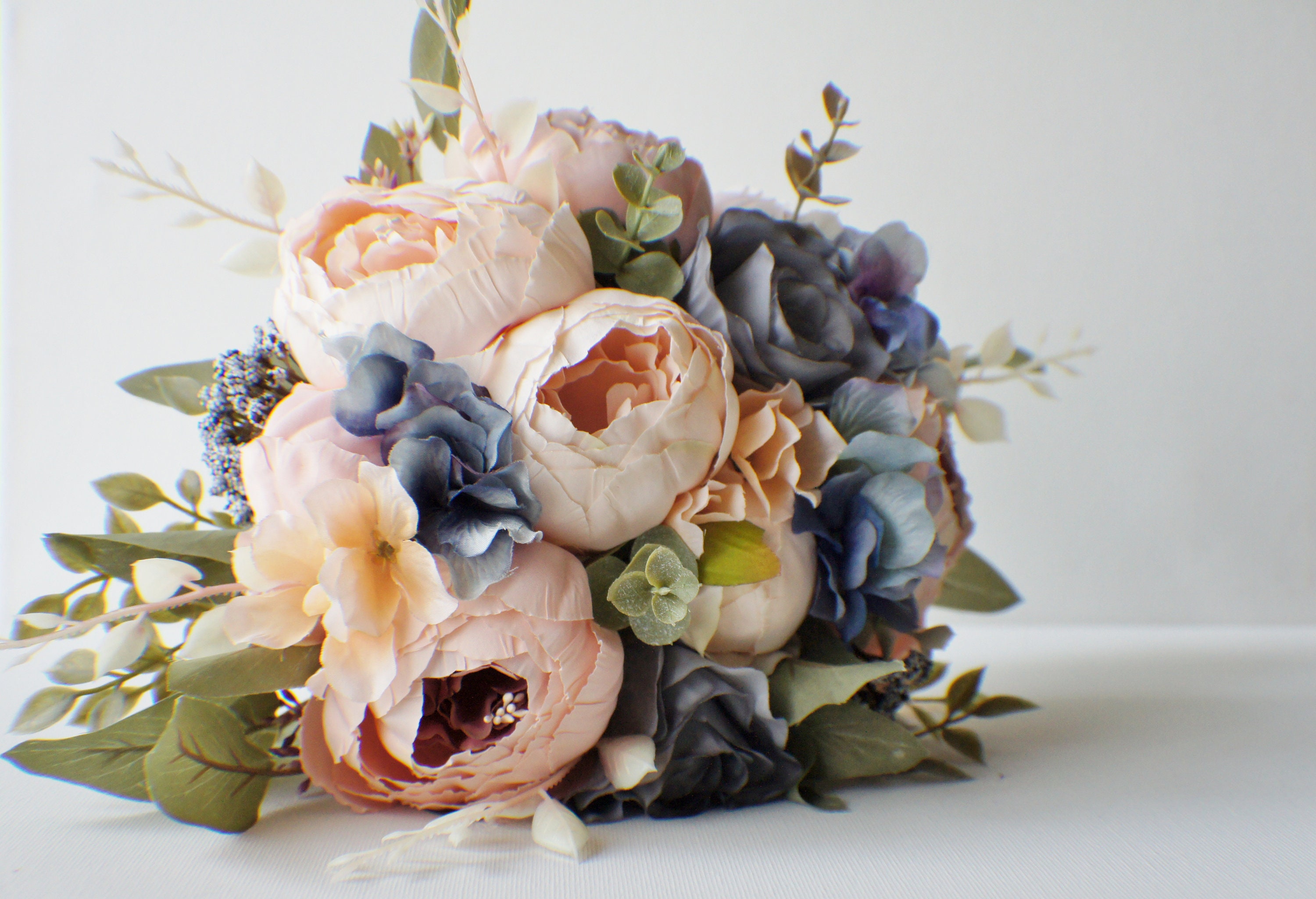 Eucalyptus Bouquet de mariée de pivoine, fleurs de mariage de soie ...