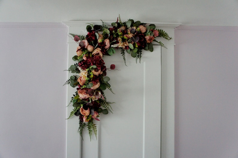 Wedding Arch Swag, Eucalyptus Swag, Wedding Backdrop, Wedding Arch Flowers, Silk Arch Flowers, Church Swag, Corner Wedding Swag image 2
