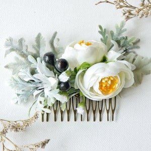 Wedding Hair Comb, Bridal Comb, Floral Hair Comb, Wedding Comb, Boho Flower Comb, Boho, Hair Comb, Ivory Crown, Greenery, White