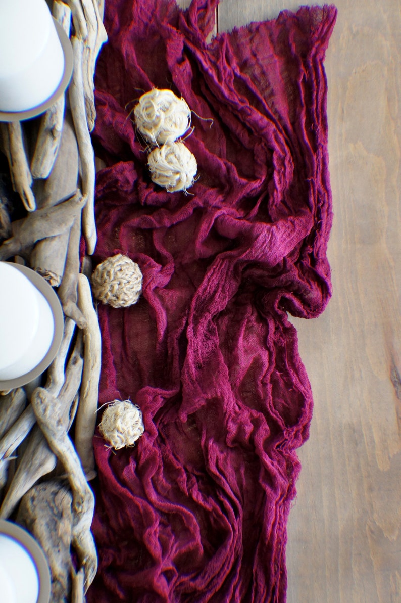Wedding Gauze Table Runner Burgundy Wedding Cheesecloth Etsy