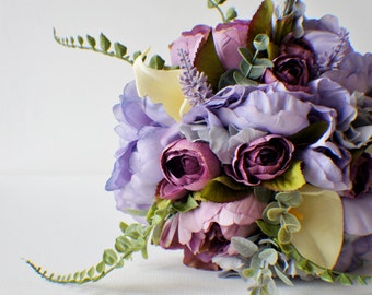 Bridal Bouquet, Purple Bouquet, Lavender Bouquet, Eggplant Purple,  Spring Wedding, Brides Bouquet, Wedding Bouquet, Bridesmaid Bouquet