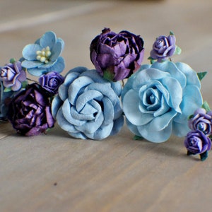 Purple and Light Blue Hair Flower Pins White Wedding Floral Bobby Hair Pins Blush Pink Wedding Hair Clip Flower Crown Bobby Pin Hair Piece