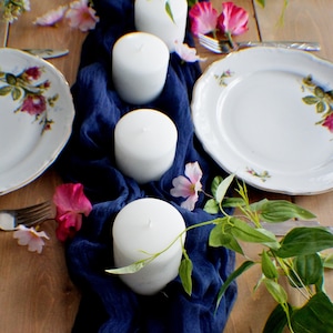 Boho Wedding Gauze Table Runner, Navy Blue Wedding Cheesecloth Table Runner Boho Wedding Table Decor Sand Table Runner Aisle Ceremony Decor