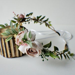Boho Hair Crown, Bridal Flower Crown, Woodland Wedding Head Piece, Ranunculus Blossom Flower Crown Bridal Headpiece Rustic Crown, Foto Prop