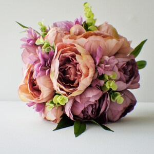 Peony Bridal Bouquet, Silk Wedding Flowers, Pink and Orange Bouquet, Vintage Wedding, Rustic Wedding, Shabby Chic Wedding, Bride, Bridesmade