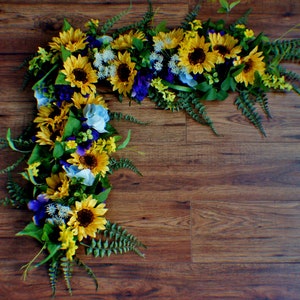 Wedding Garland,Sunflower Swag, Wedding Backdrop, Wedding Arch Flowers, Extra Large Wedding Swag,  Silk Arch Flowers, Corner Wedding Swag