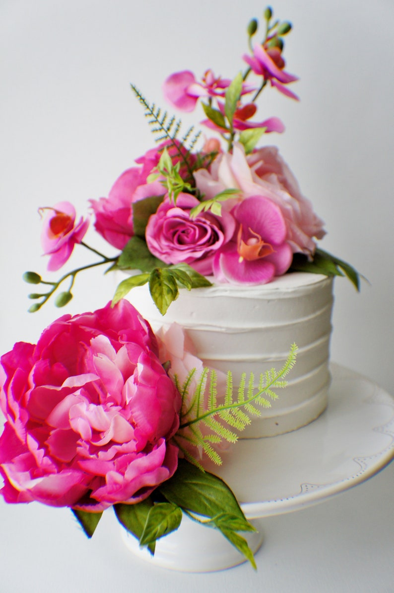 Flower Cake Topper, Wedding Flowers, Floral Cake Topper, Silk flower Cake topper, Wedding decor image 6