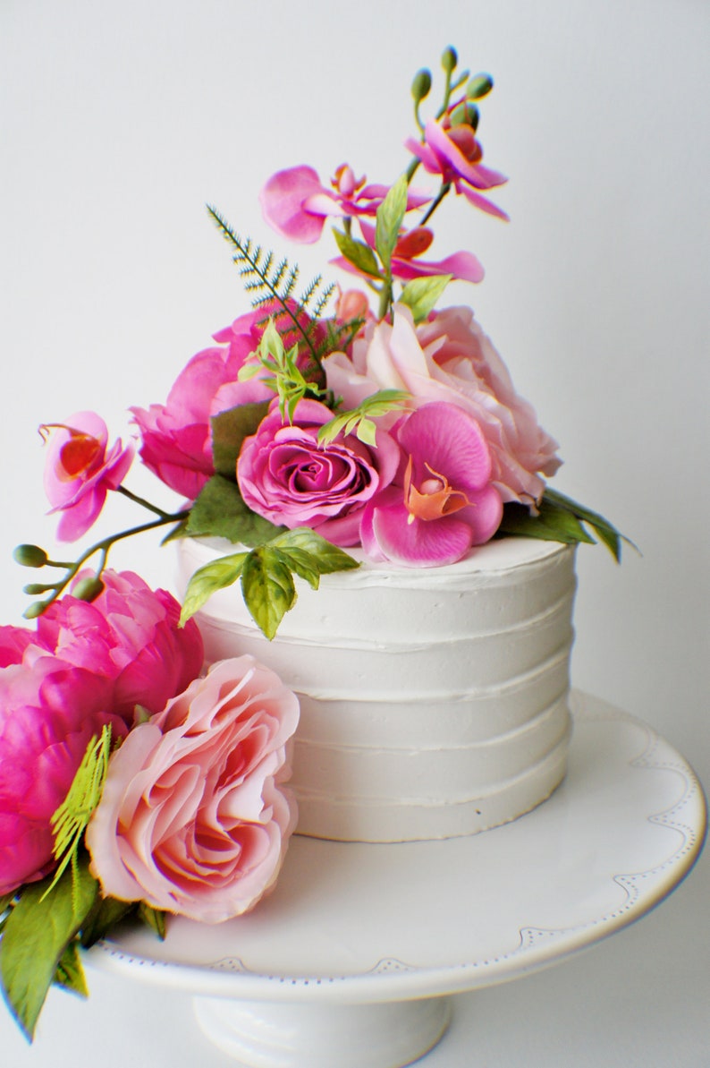 Flower Cake Topper, Wedding Flowers, Floral Cake Topper, Silk flower Cake topper, Wedding decor image 7