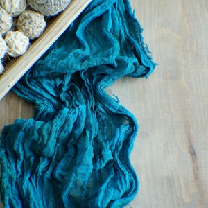 Rustic Wedding Gauze Table Runner, Teal Wedding Cheesecloth, Table Runner, Boho Wedding Table Decor, Teal Table Runner Aisle Ceremony Decor