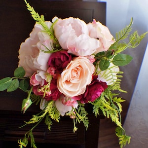 Peony Bridal Bouquet, Silk Wedding Flowers, Blush Wedding Flowers, Vintage Wedding, Rustic Wedding Shabby Chic Wedding, Bride Bridesmade