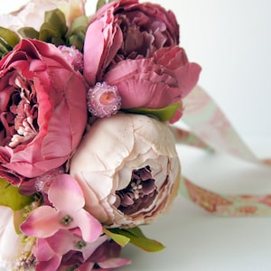 Peony Bridal Bouquet, Shades of Pink , Silk Wedding Flowers, Vintage Wedding, Rustic Wedding, Shabby Chic Wedding, Bride, Bridesmade