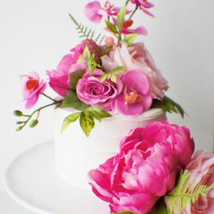 Flower Cake Topper, Wedding Flowers, Floral Cake Topper, Silk flower Cake topper, Wedding decor image 3