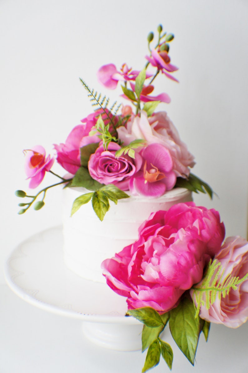 Flower Cake Topper, Wedding Flowers, Floral Cake Topper, Silk flower Cake topper, Wedding decor image 3