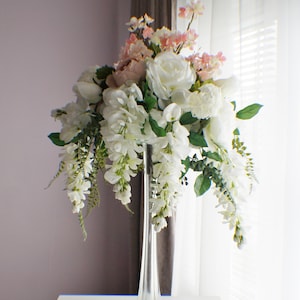 Extra Large Wedding Centerpiece, Cascading Centerpiece, Silk Wedding Flowers, Roses, Fern, Peonies, Wisteria, Wedding Decor Flowers