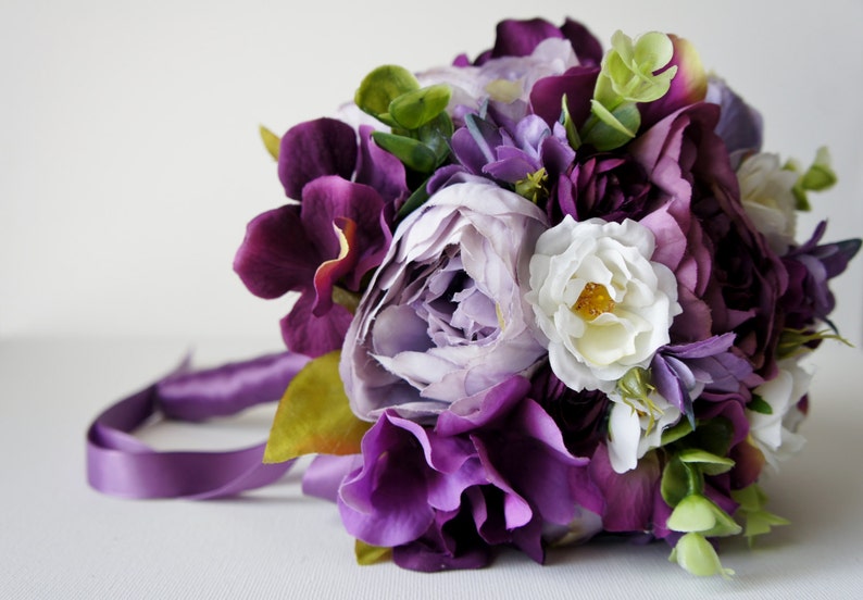 Vintage Wedding Rustic Wedding Shabby Chic Wedding Bride Bridesmade Purple Peony Bridal Bouquet Silk Wedding Bouquet