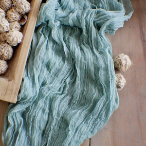 Boho Wedding Gauze Table Runner, Sage Wedding Cheesecloth Table Runner Boho Wedding Table Decor Green Table Runner Aisle Ceremony Decor