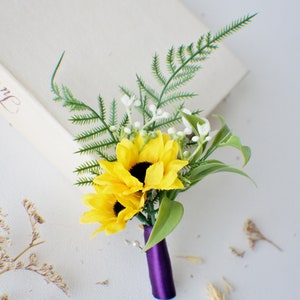Sunflower Boutonniere, Wedding flowers, Yellow Boutonniere, Groom Groomsmen Wedding Flower, Rustic Wedding Boutonnieres