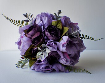 Bridal Bouquet, Purple Bouquet, Lavender Bouquet, Eggplant Purple,  Spring Wedding, Brides Bouquet, Wedding Bouquet, Bridesmaid Bouquet