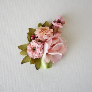 Rose Boutonniere novio novios novios flor de boda, rosa y perlas acento - boda rústica Boutonnieres