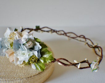 Bridal Flower Crown, Ivory Floral Wreath, Flower Crown, Woodland Hair Crown, Wedding Head Piece, Photo Prop