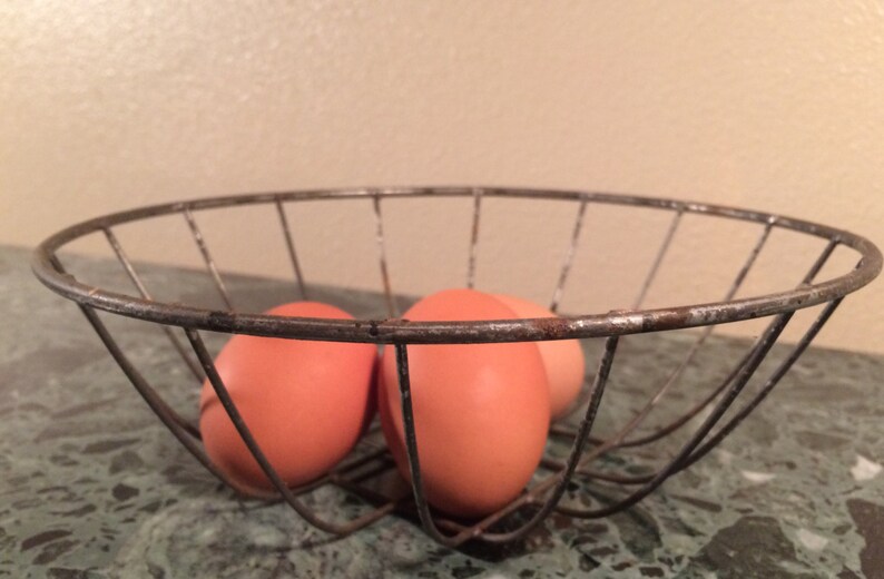 Antique Metal Egg Gathering Basket Etsy