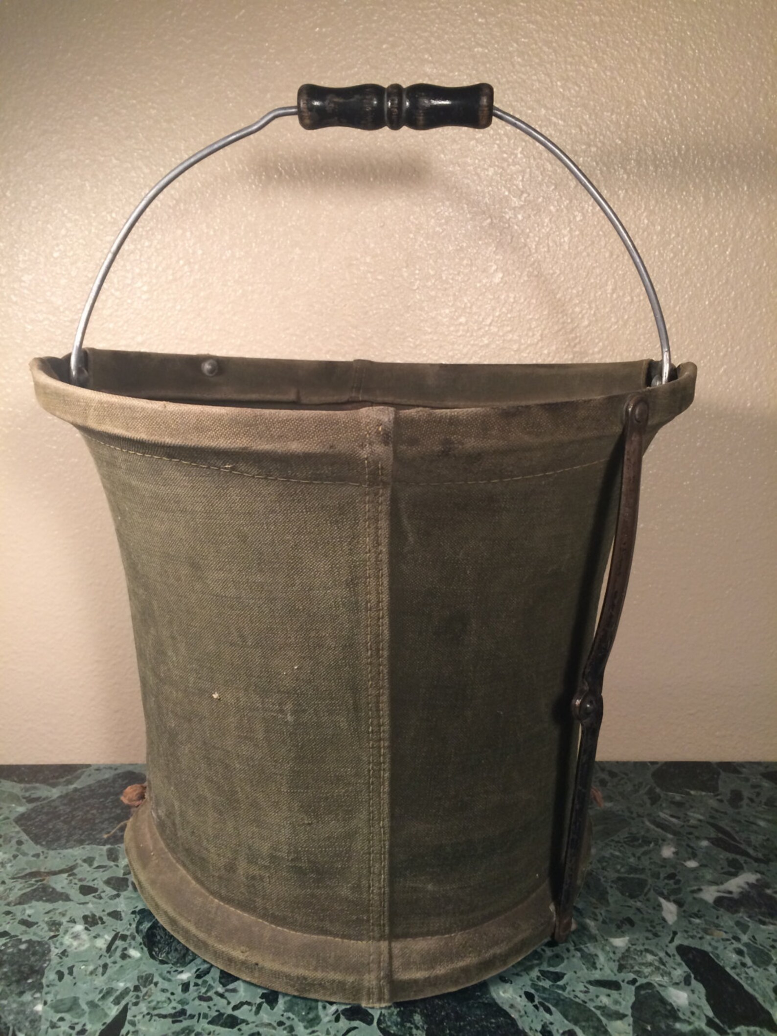 Vintage WWI Military Collapsible Canvas FireFeedWater Bucket Etsy