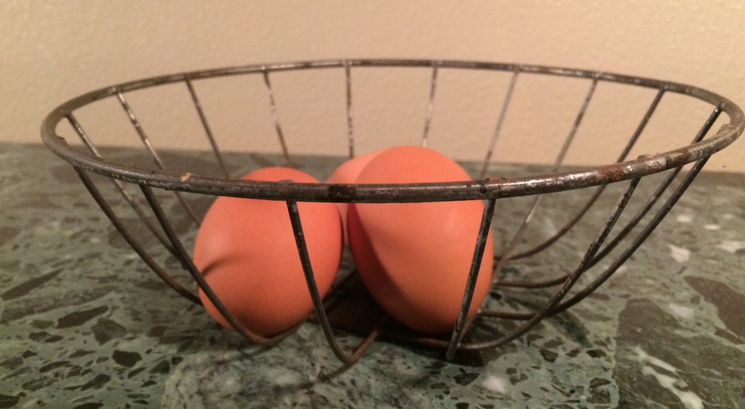 Antique Metal Egg Gathering Basket Etsy