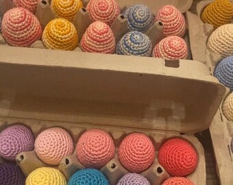 Crochet Easter Eggs, Spring Decor, Pretend Play Food (Dozen)