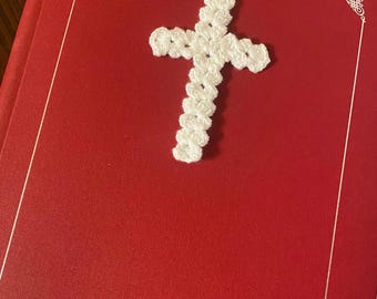 Crochet Cross Bookmark, Handmade Cotton Christian Gift