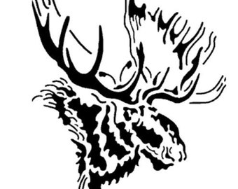 Moose - Stencil or Decal  - Perfect for windows, laptops, vehicles, glass blocks, mirror's, frames,  etc.