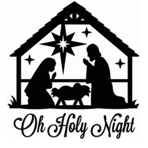 DECAL ONLY - "Oh Holy Night" Nativity - For frame, windows, laptops, vehicles, glass blocks, mirror's, frames,  etc.