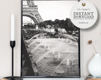 Trocadero | Paris Digital Prints | Black And White Photography | Eiffel Tower Wall Art | Travelart | Paris Architecture Print | Host Gift