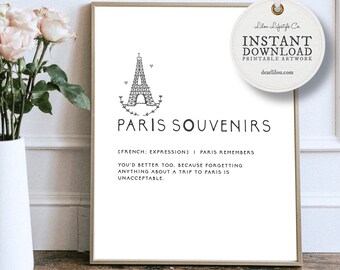 Paris Souvenirs | French Teacher | Travel Gifts | Eiffel Tower | Paris Poster | Printable Quote | French Sayings | Travel Poster