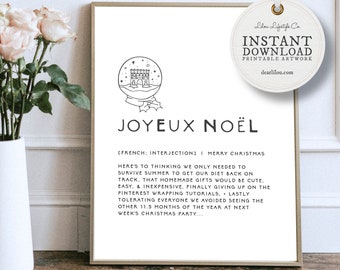 Joyeux Noel | Christmas Gift | Prints Online | French Quote Print | Funny Posters | Friend Gifts | Dining Room Wall Decor | Digital Art