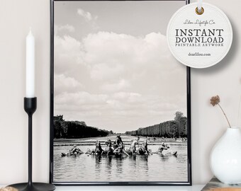 Fontaine Apollo | Versailles | Downloadable Print | Francophile Gift | Travel Gift | Black & White Photo | Kitchen Decor | Paris Photography