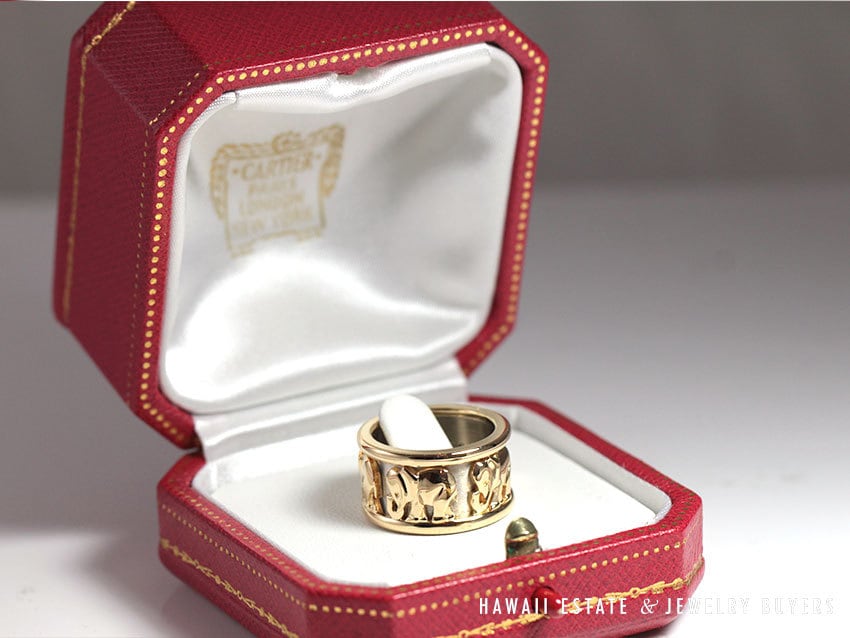 Vintage Cartier Elephant Ring 18K Yellow Gold White Gold Two Tone