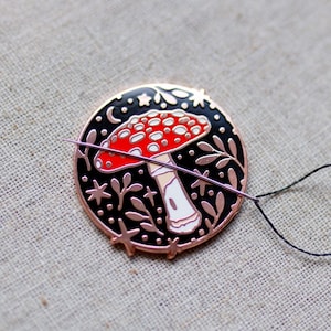 Needleminder, Mushroom Magnetic, Cottagecore Toadstool Needle Keeper, Talisman, Fly Agaric Magnet, by Emillie Ferris