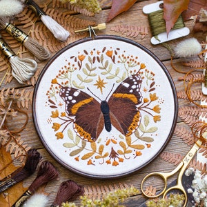 Red Admiral Butterfly: Beginners Hand Embroidery Pattern. Thread Painting Tutorial. PDF Digital Guide. Paint With Thread. Butterfly Hoop Art image 2