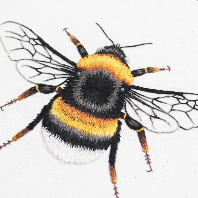 Bee Hand Embroidery Pattern. Thread Painting Tutorial. PDF Etsy