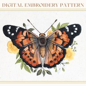 Butterfly: Hand Embroidery Pattern, Thread Painting Tutorial, Instant Download, Paint With Thread, Butterfly Embroidery Pattern