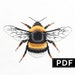 Bee: Hand Embroidery Pattern. Thread Painting Tutorial. PDF Digital Embroidery Guide. Paint With Thread. Bumblebee Hoop Art 