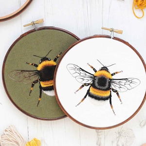 Bee: Hand Embroidery Pattern. Thread Painting Tutorial. PDF Digital Embroidery Guide. Paint With Thread. Bumblebee Hoop Art image 7
