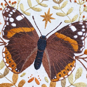 Red Admiral Butterfly: Beginners Hand Embroidery Pattern. Thread Painting Tutorial. PDF Digital Guide. Paint With Thread. Butterfly Hoop Art image 4