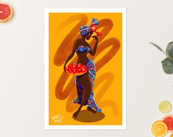 West African Beauty - Women of Color - Wax Print Fabric - art Print