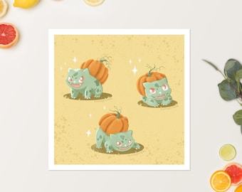 Bulbumpkin Pounce - Pumpkinsaur - Pumpkin Bulbasaur - Art Print