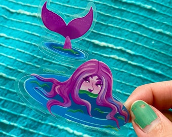 Clear Transparent Mermaid - Vinyl sticker - Clear Sticker - Waterproof