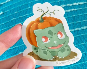Bulbumpkin - Pumpkinsaur - Pumpkin Bulbasaur - Glossy Vinyl Sticker - Waterproof