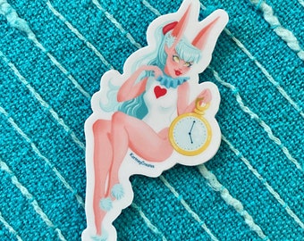Bunny Girl Pinup Girl  - Vintage - Vinyl Sticker - Waterproof